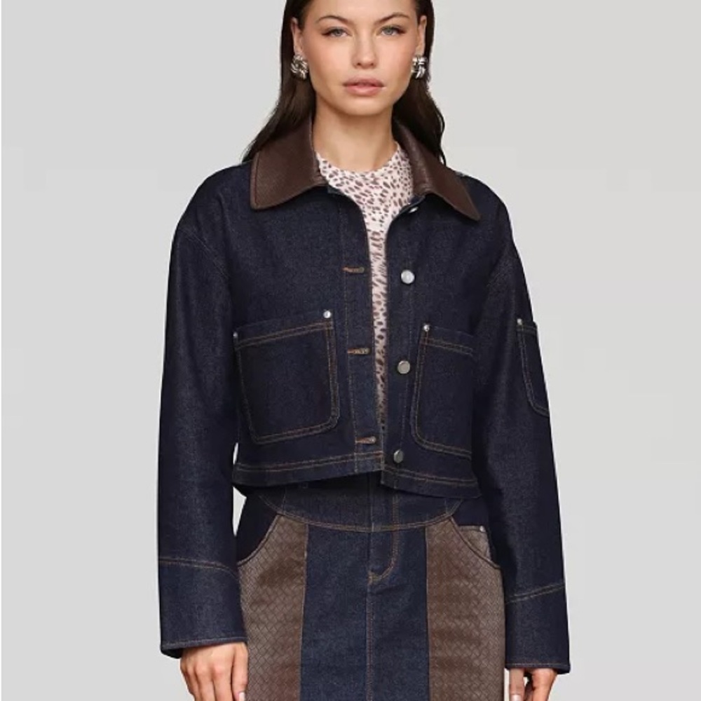 Avec Les Filles Faux-Collar Crop Trucker Jacket - Picture 5 of 8